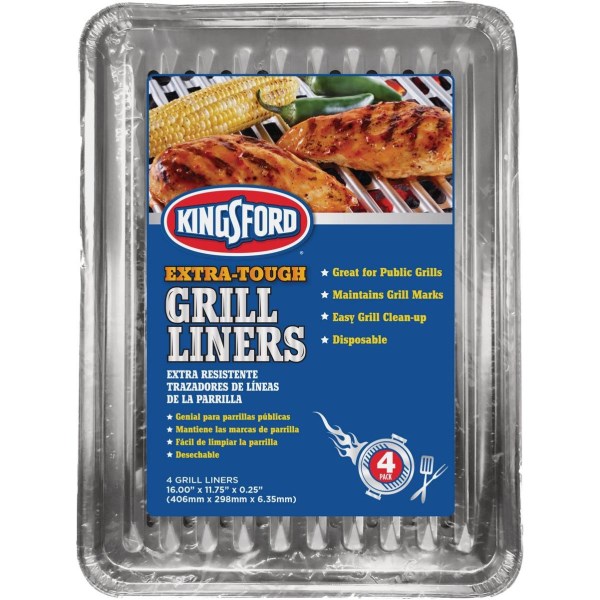 Kingsford 11.75 In. W. x 16 In. L. Heavy-Duty Aluminum Non-Stick Grill Liner (4-Pack) - Iieemm