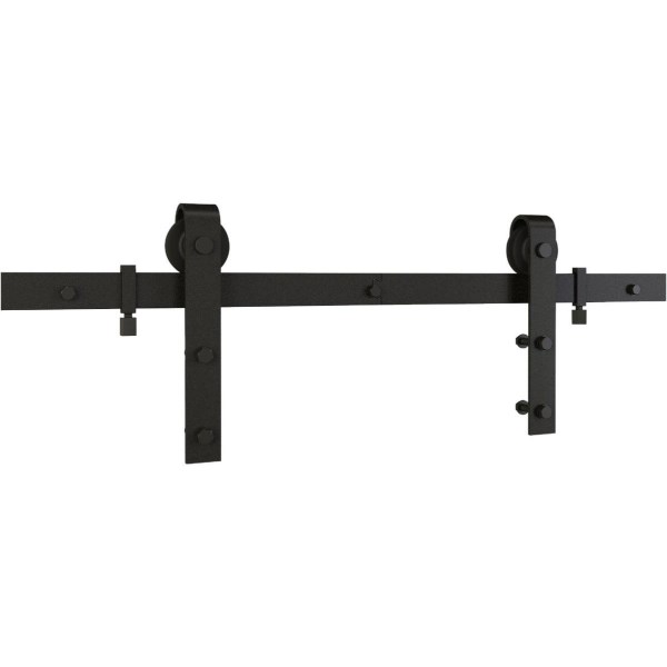 National 928 72 In. Matte Black Classic Interior Barn Door Kit (2-Piece) - Iieemm