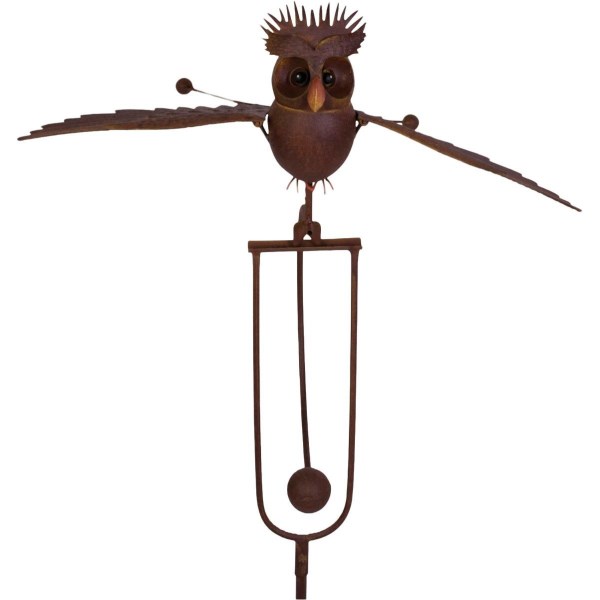 Terre Verde 44 In. Steel Rocking Owl with Pompadour Stake - Iieemm