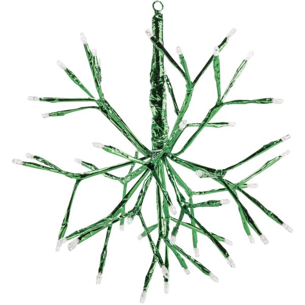 Alpine 10 In. LED 48-Bulb Green Hanging Twig Snowflake Ornament Light Decoration - Iieemm