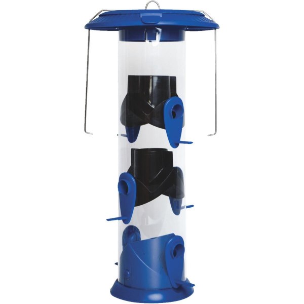 Nature’s Way Funnel Flip Top Blue Poly Wide Tube Bird Feeder - Iieemm