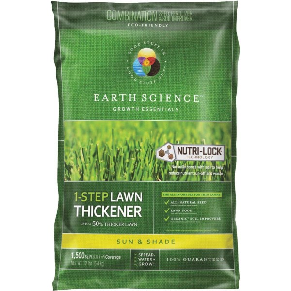 Earth Science One Step 12 Lb. 1500 Sq. Ft. Coverage Sun & Shade Lawn Thickener - Iieemm