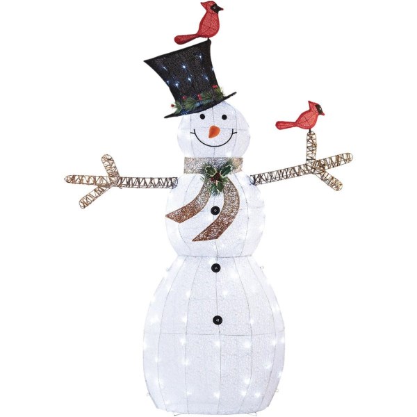 Alpine 74 In. Cool White LED Mesh Cloth Snowman Lighted Decoration - Iieemm