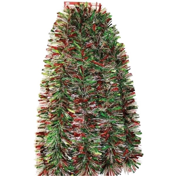 Youngcraft 10 Ft. Metallic Green, Metallic Red, & Cracked Silver Ice Tinsel Garland - Iieemm