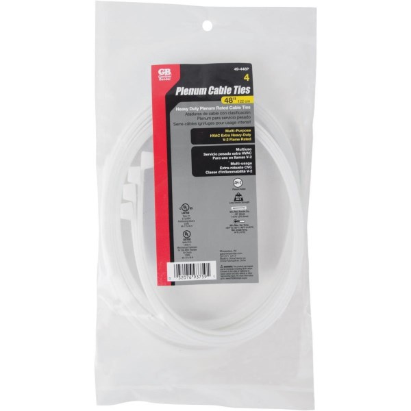 Gardner Bender 48 In. x 0.35 In. Natural Plenum Cable Tie (4-Pack) - Iieemm