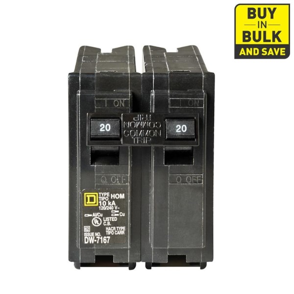 Square D Homeline 20A Double-Pole Standard Trip Circuit Breaker - Iieemm