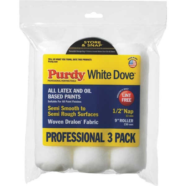Purdy White Dove 9 In. x 1/2 In. Woven Fabric Roller Cover (3-Pack) - Iieemm