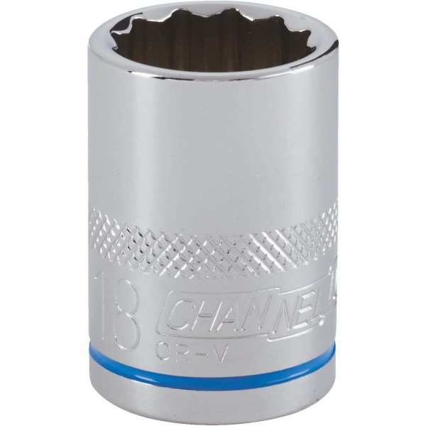 Channellock 1/2 In. Drive 18 mm 12-Point Shallow Metric Socket - Iieemm