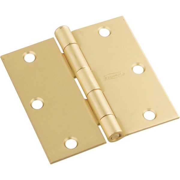 National 3.5 In. Satin Brass Square Corner Hinge - Iieemm