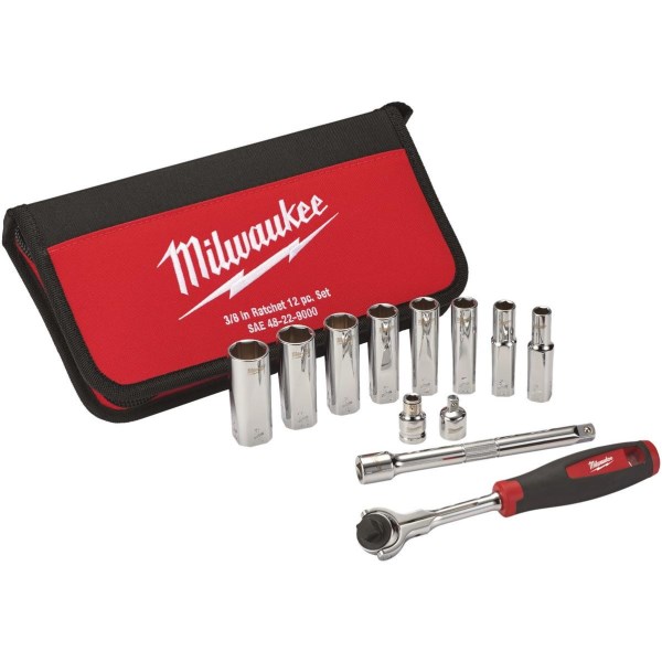 Milwaukee Standard 3/8 In. Drive 6-Point Ratchet & Socket Set - Iieemm