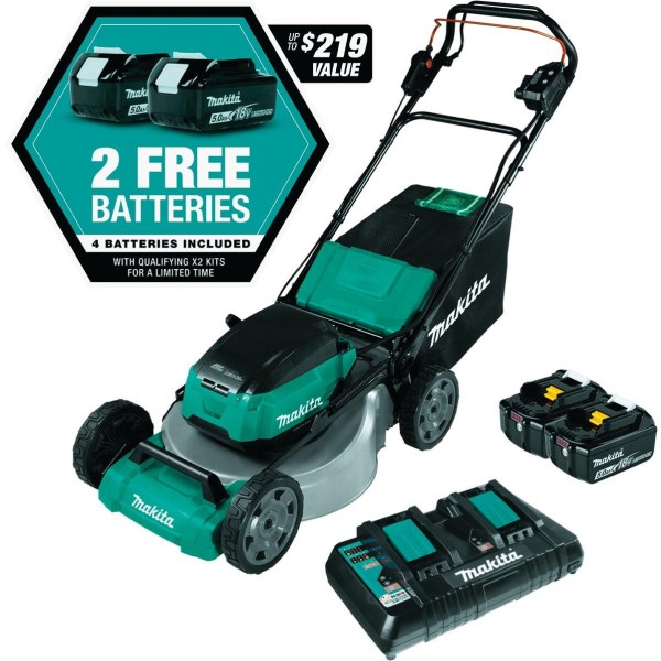 Makita 36V (18V X2) LXT Brushless 21 In. Self-Propelled Commercial Lawn Mower Kit with 4 Batteries (5.0Ah) - Iieemm