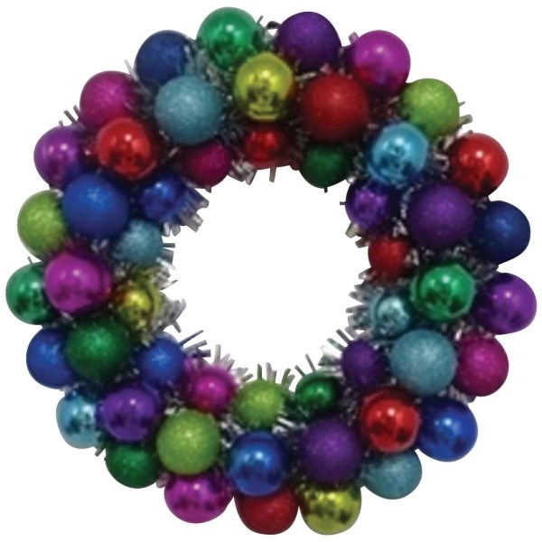 Youngcraft 16 In. Traditional Multi Bright Shatterproof Ornament Wreath - Iieemm