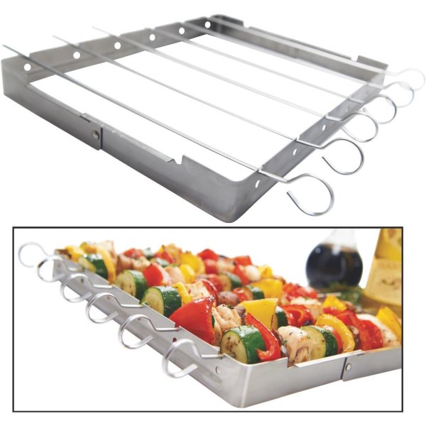 GrillPro Stainless Steel Kebab Grill Rack with Skewers - Iieemm