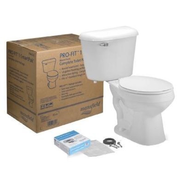 Mansfield Pro-Fit 1 White Round Bowl 1.6 GPF Complete Toilet - Iieemm
