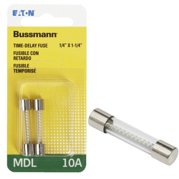 Bussmann 10A MDL Glass Tube Electronic Fuse (2-Pack) - Iieemm