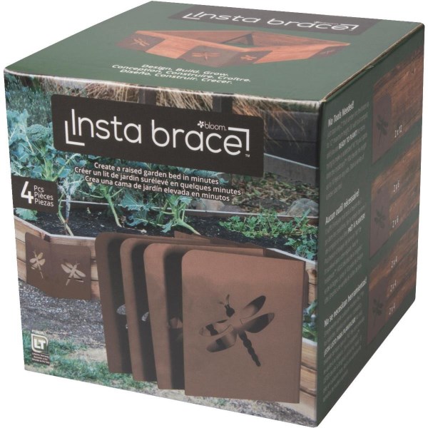 Bloom Instabrace Brown Steel Dragonfly Raised Garden Bed Bracket (4-Pack) - Iieemm