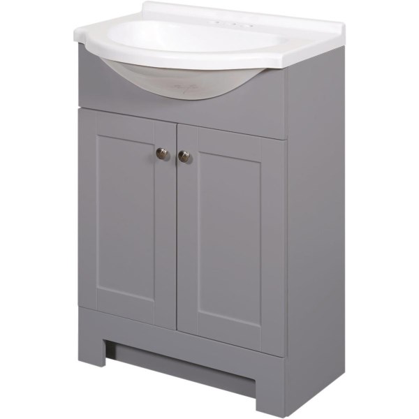 Zenith Zenna Home Cool Gray 24 In. W x 35 In. H x 18 In. D Euro Vanity with White Cultured Marble Top - Iieemm