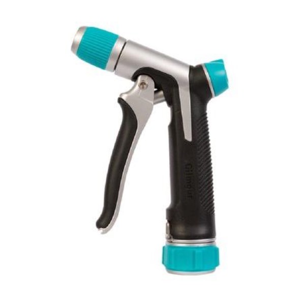 Gilmour Stainless Steel Adjustable Pistol Nozzle, Black & Green - Iieemm