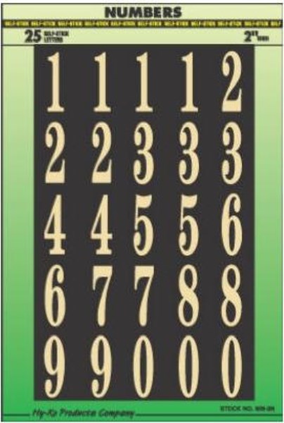 Hy-Ko 2 In. Polyester Adhesive Number Set, 36 Numbers - Iieemm