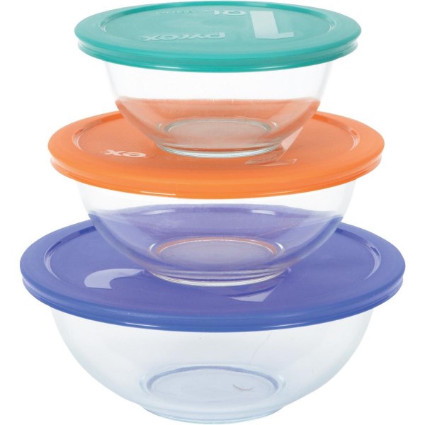 Pyrex Smart Essentials Covered Glass Pyrex Bowl Set (6-Piece) - Iieemm
