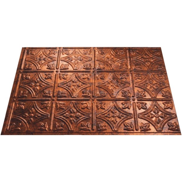 Fasade 18 In. x 24 In. Thermoplastic Backsplash Panel, Moon Copper Traditional 1 - Iieemm