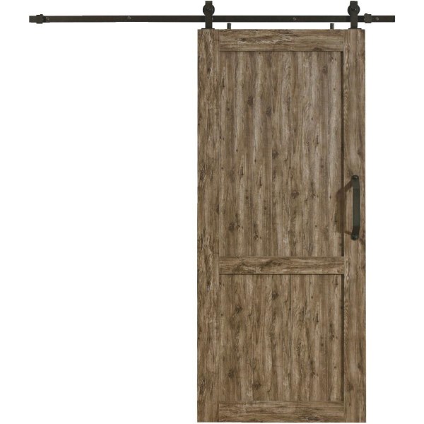 Millbrooke 42 In. x 84 In. x 1.3 In. H-Style Weathered Gray PVC Barn Door Kit - Iieemm