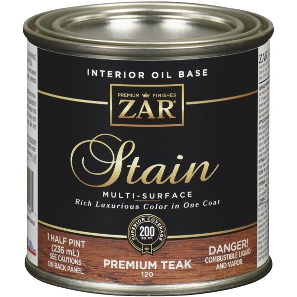 ZAR Oil-Based Wood Stain, Premium Teak, 1/2 Pt. - Iieemm