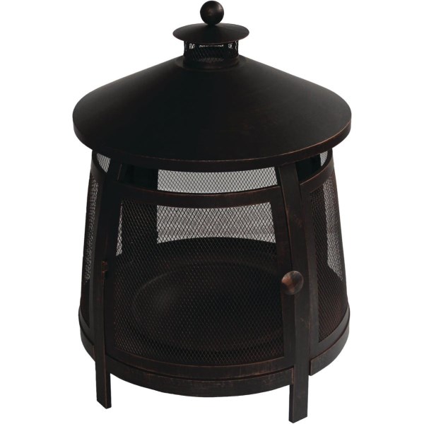 Wood Burning Round Standing 30 In. H. Outdoor Fireplace - Iieemm