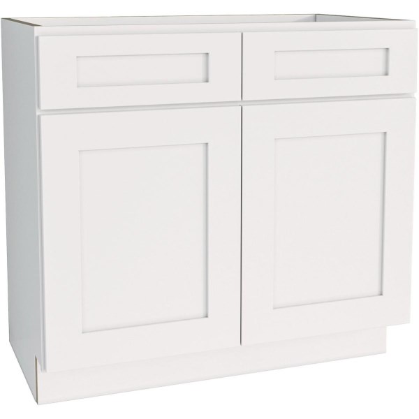 CraftMark Plymouth Shaker 36 In. W x 24 In. D x 34.5 In. H White Sink Base Kitchen Cabinet - Iieemm