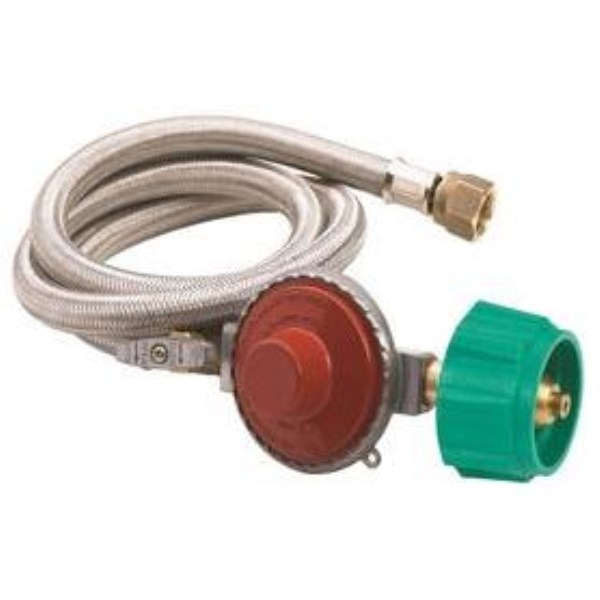 Bayou Classic 48 In. Stainless Steel High Pressure LP Hose & Preset Regulator - Iieemm
