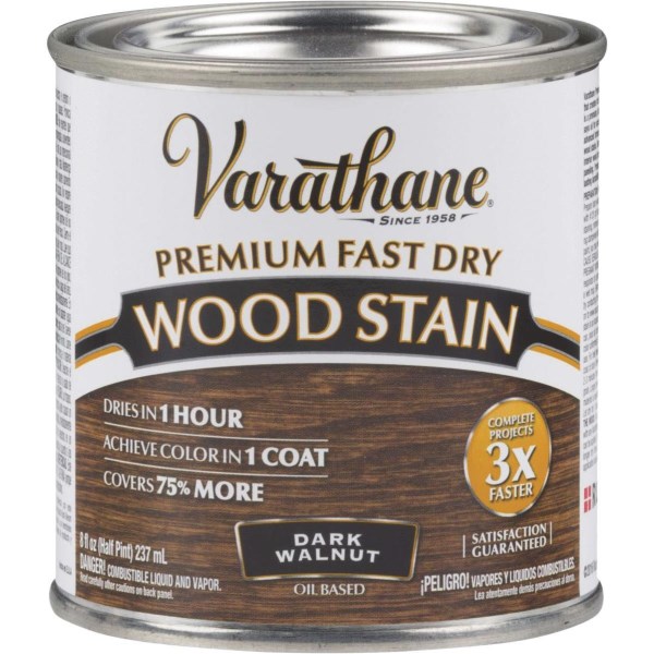 Varathane Fast Dry Dark Walnut Urethane Modified Alkyd Interior Wood Stain, 1/2 Pt. - Iieemm