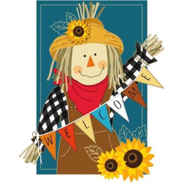 Fall Scarecrow Welcome Garden Applique Flag - Iieemm