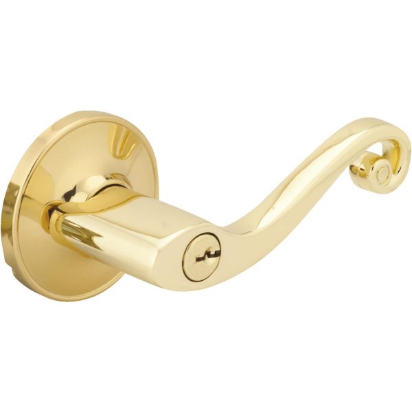 Steel Pro Polished Brass Scroll Entry Door Lever - Iieemm
