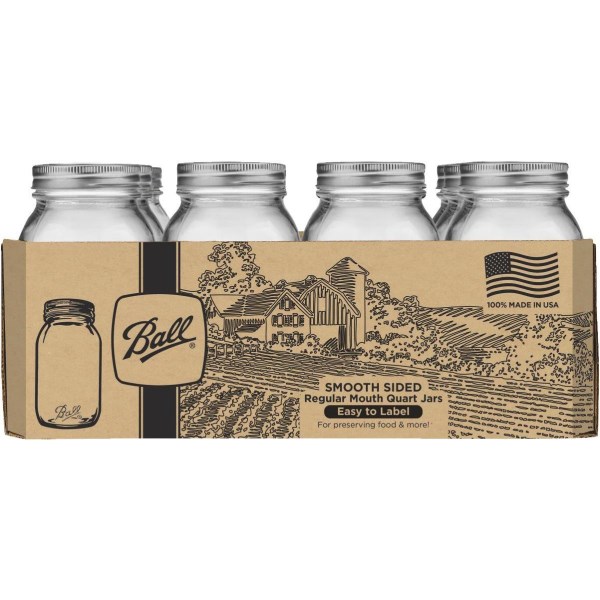 Ball Quart Regular Mouth Smooth-Sided Silver Lid Canning Jar (12-Count) - Iieemm