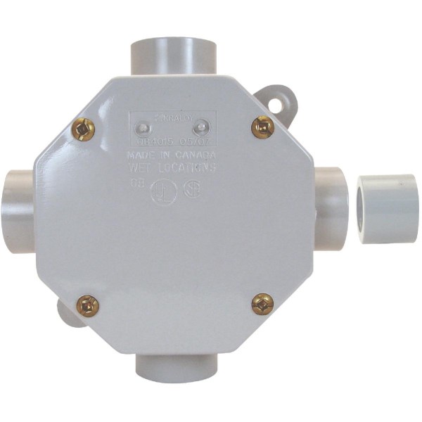 IPEX Kraloy PVC Molded Octagon Box, 1/2 In. or 3/4 In. Outlet - Iieemm