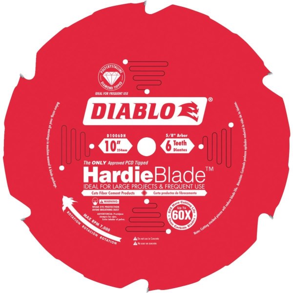 Diablo HardieBlade 10 In. 6-Tooth PCD (Polycrystalline Diamond) Fiber Cement Circular Saw Blade - Iieemm