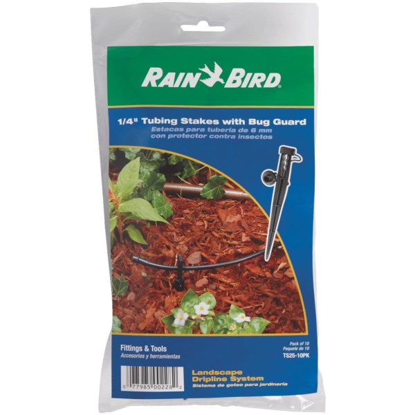 Rain Bird 1/4 In. Tubing Plastic Tubing Stake with Bug Guard (10-Pack) - Iieemm