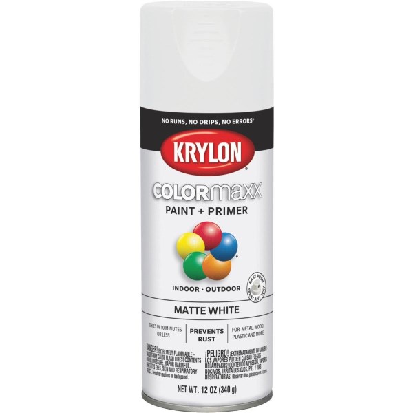 Krylon Colormaxx Matte Spray Paint & Primer, White - Iieemm