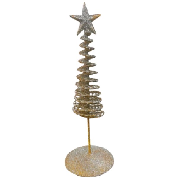 9 In. Champagne Gold Spiral Wire Christmas Tree - Iieemm