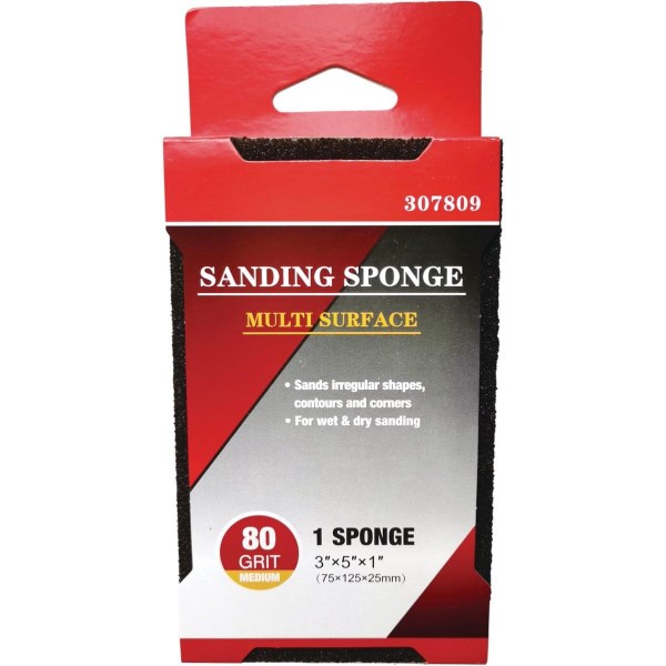 Jumbo All-Purpose 3 In. x 5 In. x 1 In. 80 Grit Medium Sanding Sponge - Iieemm
