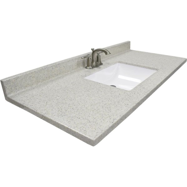 Modular Vanity Tops 49 In. W x 22 In. D Dune Cultured Marble Vanity Top with Rectangular Wave Bowl - Iieemm