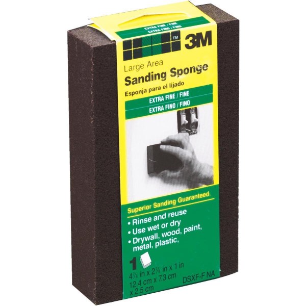 3M Large All-Purpose 2-7/8 In. x 4-7/8 In. x 1 In. Extra Fine/Fine Sanding Sponge - Iieemm