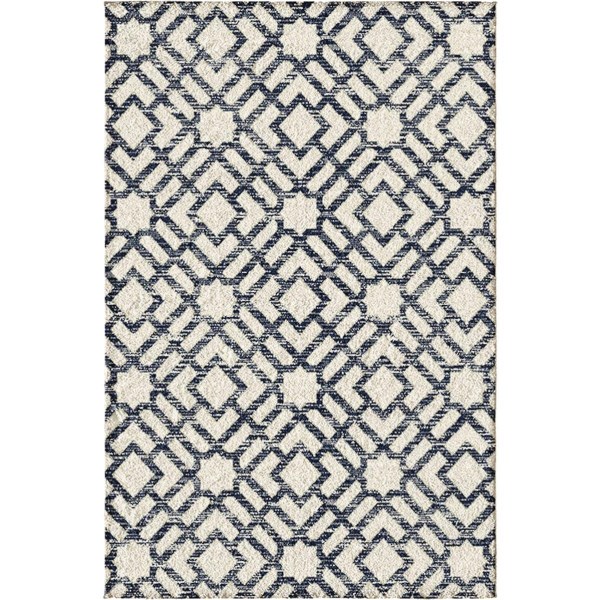 Backyard Bungalow Newell 6 Ft. 7 In. x 9 Ft. 6 In. Navy Geo Plush Outdoor Rug - Iieemm