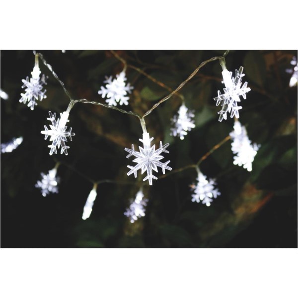 Alpine White 20-Bulb LED Snowflake Battery Operated Light Set - Iieemm
