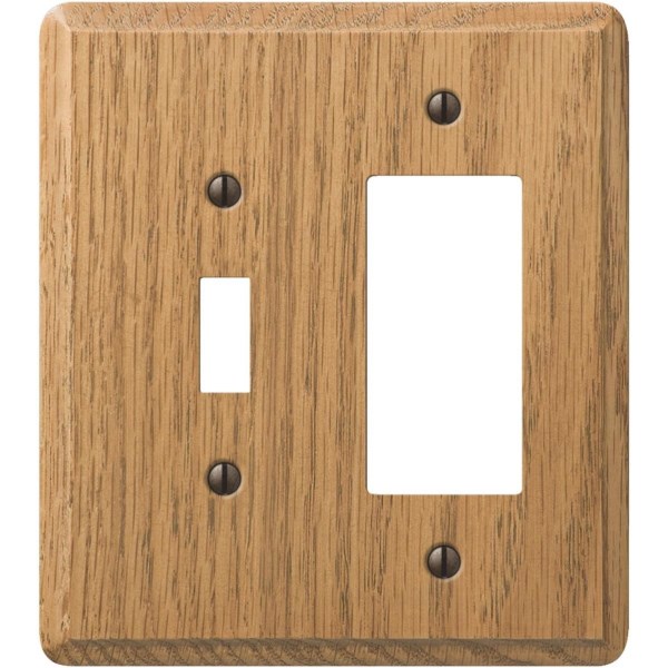 Amerelle 2-Gang Solid Oak Single Toggle/Rocker Wall Plate, Light Oak - Iieemm