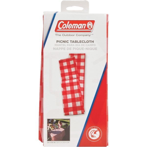 Coghlans 54 In. W. x 72 In. L. Red & White Plaid Vinyl Picnic Tablecloth - Iieemm