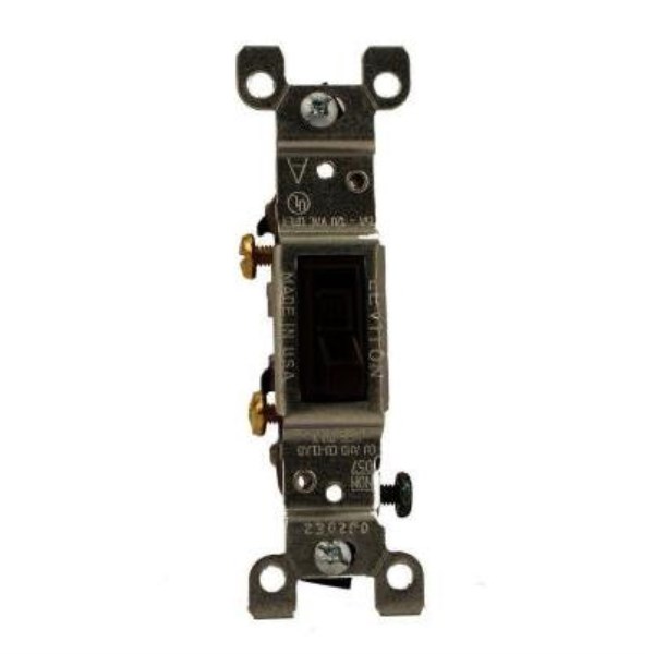 Leviton Residential Grade 15 Amp Toggle Single Pole Grounded Switch, Brown - Iieemm