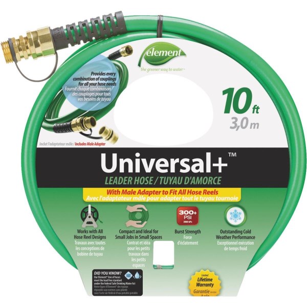 Element 1/2 In. Dia. x 10 Ft. L. Drinking Water Safe Universal Leader Hose with Female Couplings - Iieemm