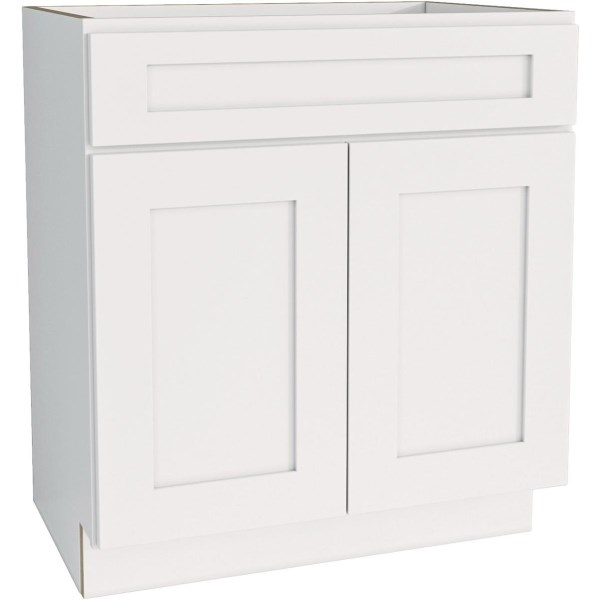CraftMark Plymouth Shaker 30 In. W x 24 In. D x 34.5 In. H White Sink Base Kitchen Cabinet - Iieemm
