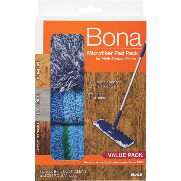 Bona 4 In. W. x 15 In. L. Microfiber Cleaning Pad Mop Refill with Dusting Pad (3-Count) - Iieemm